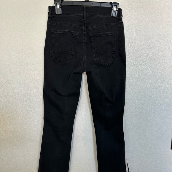 MOTHER Black Cropped Ankle Jeans with cream colored Stripes. Size 25 - Picture 8 of 10